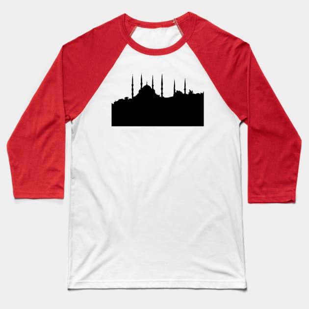 Istanbul Cityscape Silhouette Baseball T-Shirt by taiche